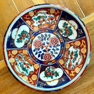 GOLD IMARI | Vintage, Hand Painted Japanese Shallow Plate, Gold Gilded